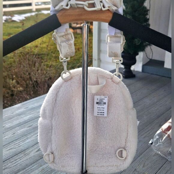 PINK Victorias Secret White Shell SHERPA CROSSBODY BAG MINI CONVERTIBLE BACKPACK - Picture 9 of 16
